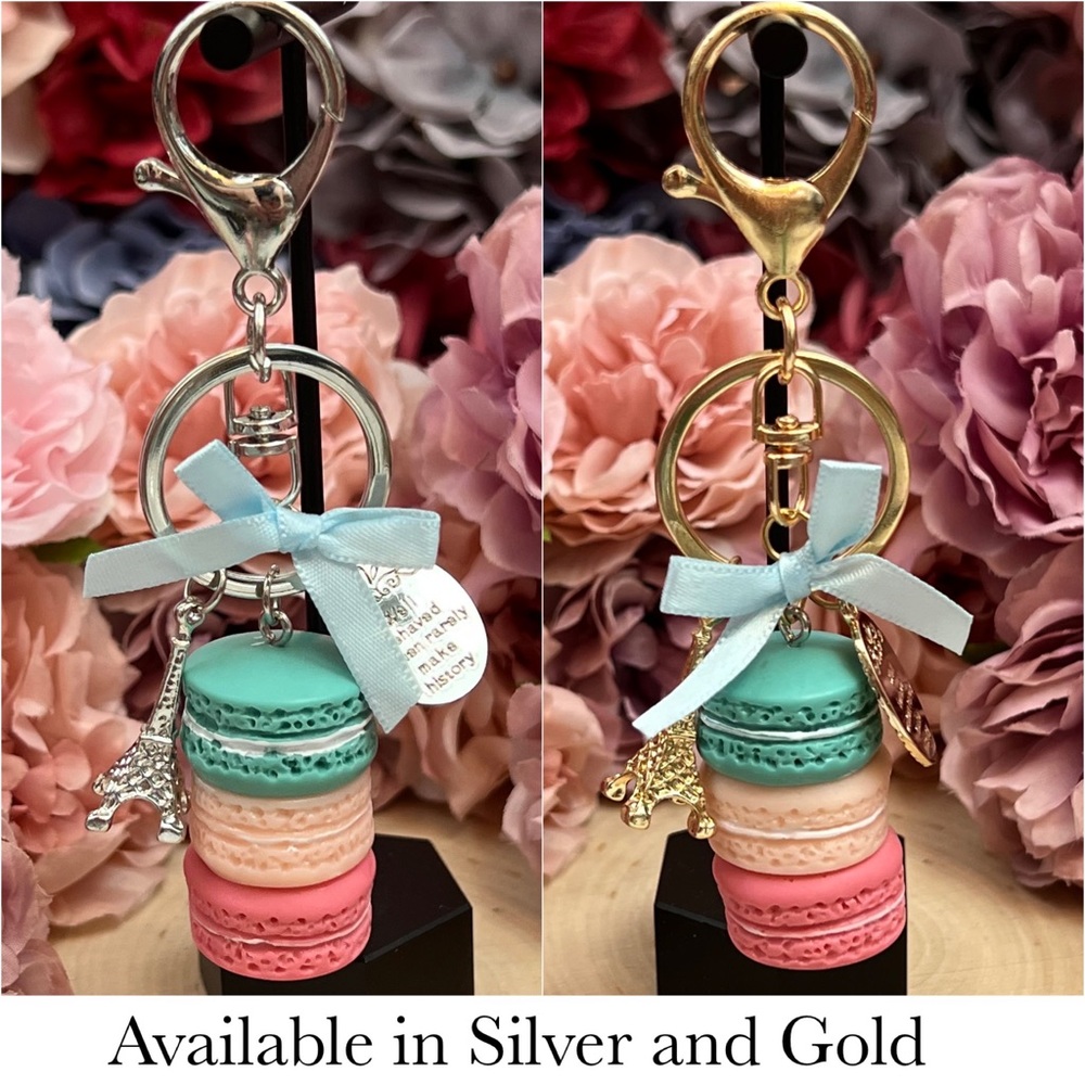 Colorful Macarons & Eiffel Tower Charm Keychain - Picture 12 of 13